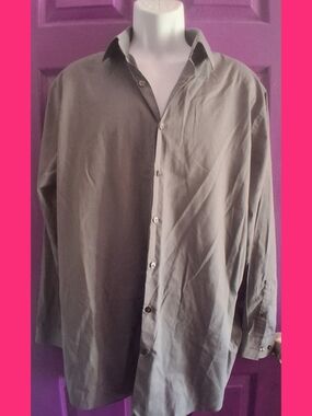 jf j.ferrar Men's Long-Sleeve Gray Button-Down Shirt